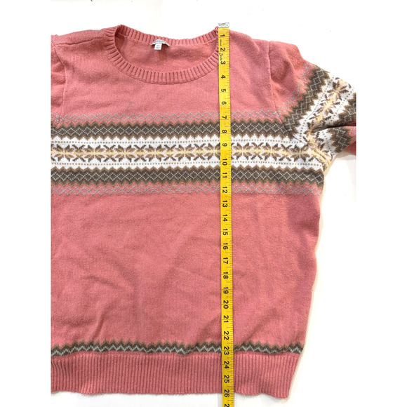 Talbots Sweater Womens 2X Pink Fair Isle Crewneck Pullover Knit Plus Size Nordic - Picture 6 of 6